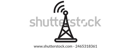 Radio tower  mast with radio waves for broadcast transmission line art vector icon for apps and websites eps 10