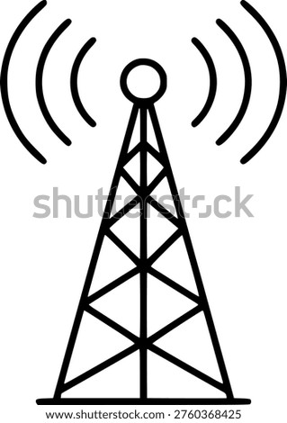 Radio Tower - Mast With Radio Waves For Broadcast Transmission Line Art Vector Icon For Apps And Websites silhouette