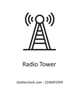 Radio Tower Outline Icon Design illustration. Web Hosting And Cloud Services Symbol on White background EPS 10 File