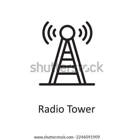 Radio Tower Outline Icon Design illustration. Web Hosting And Cloud Services Symbol on White background EPS 10 File