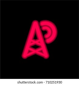 Radio tower red glowing neon ui ux icon. Glowing sign logo vector
