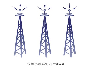 Radio Tower Symbols Vector. Tower Clipart, Tele communication tower icon set, cell tower icon.