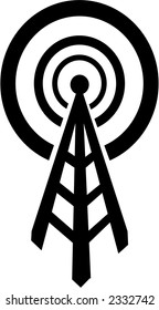 radio tower that broadcasts to the world-fully editable vector