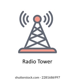 Vector de torre de radio   Rellenar iconos de contorno. Material gráfico simple