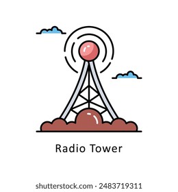 Radio Tower vector   Filled outline Design illustration. Symbol on White background EPS 10 File