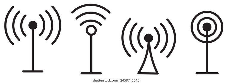 Radio tower vector icon, transmitter antenna symbol. Simple, flat design for web or mobile app