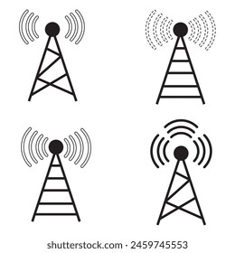 Radio tower vector icon, transmitter antenna symbol. Simple, flat design for web or mobile app