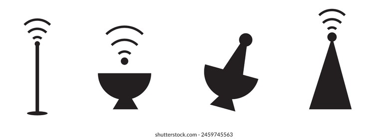 Radio tower vector icon, transmitter antenna symbol. Simple, flat design for web or mobile app