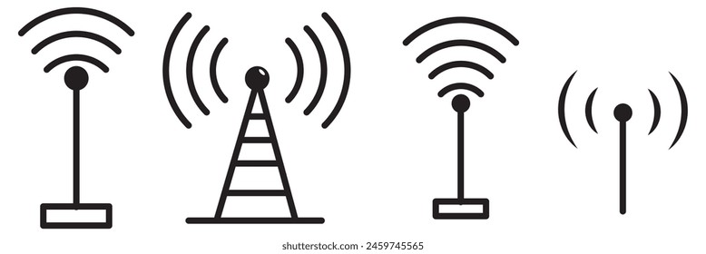 Radio tower vector icon, transmitter antenna symbol. Simple, flat design for web or mobile app