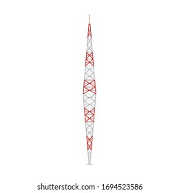 Icono vectorial de torre de radio.Icono vectorial de caricatura aislado en torre de radio de fondo blanco.
