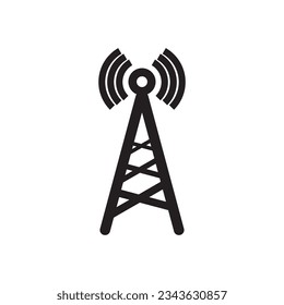 Radio tower or Wireless cellular, cell signal or radio network icon. Linear style. Transmitter Icon. Cell phone tower vector icon