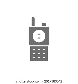 Radio transceiver, walkie talkie, portable device gray icon.