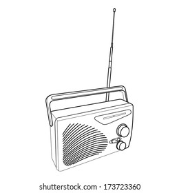 radio and transistors outline vector 