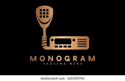 Radio transmitter Abstract monogram vector logo template