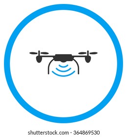 Radio Transmitter Air Copter vector icon. Style is bicolor flat circled symbol, blue and gray colors, rounded angles, white background.