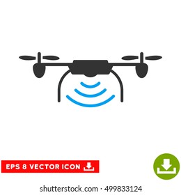 Radio Transmitter Airdrone EPS vector pictograph. Illustration style is flat iconic bicolor blue and gray symbol on white background.