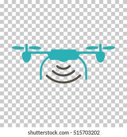 Radio Transmitter Airdrone EPS vector icon. Illustration style is flat iconic bicolor grey and cyan symbol.