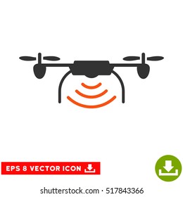 Radio Transmitter Airdrone EPS vector icon. Illustration style is flat iconic bicolor orange and gray symbol on white background.