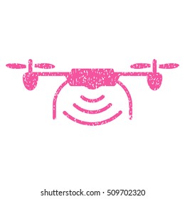 Radio Transmitter Airdrone grainy textured icon for overlay watermark stamps. Flat symbol with dust texture. Dotted vector pink ink rubber seal stamp with grunge design on a white background.
