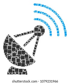 Radio Transmitter composition icon of square shapes and round items in various sizes. Vector items are formed into radio transmitter composition design concept.