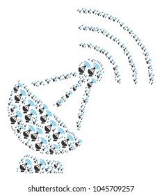 Radio Transmitter figure constructed in the combination of radio transmitter elements. Vector iconized composition created from simple elements.