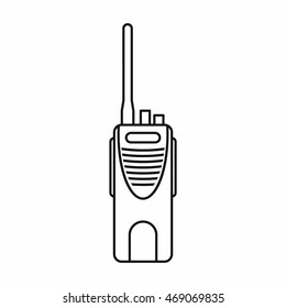 Radio transmitter icon in outline style isolated on white background. Device symbol vector illustration