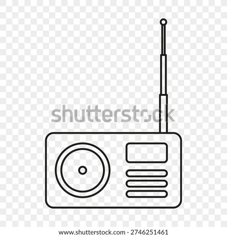 Radio tuner icon. Audio Vector device. Broadcast station symbol. Antique music player gadget.