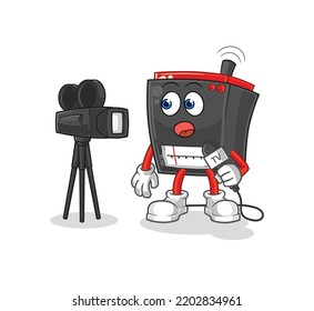 radio tv reporter cartoon. cartoon mascot vector