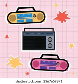 Radio vector 90's with retro style for any design or decoration.