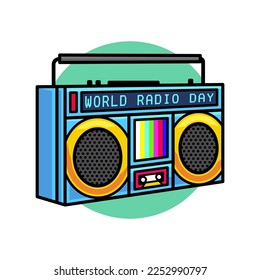 Radio Vector Art Illustration on Isolated White Background.