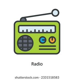 Radio Vector   Fill outline Icon Design illustration. Kitchen and home  Symbol on White background EPS 10 File