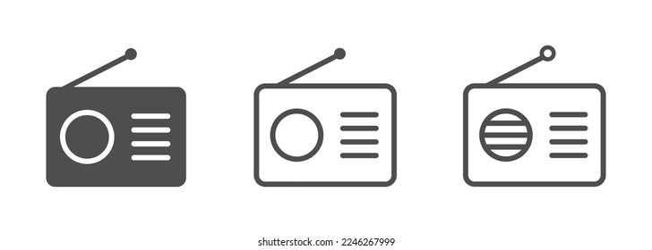 Radio vector graphic icons set 