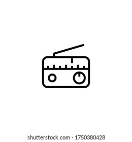 Radio vector icon. Icons of an old radio in black line style icon, style isolated on white background