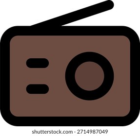 Icono de Vector de radio en estilo moderno, dispositivo de transmisión de audio e ilustración de tecnología de comunicación. Icono de línea llena