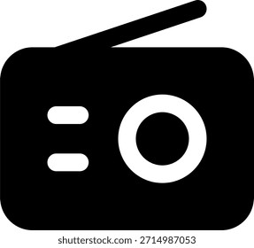 Icono de Vector de radio en estilo moderno, dispositivo de transmisión de audio e ilustración de tecnología de comunicación. Icono de glifo