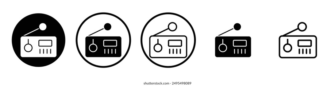 Radio vector icon set in black and white color.