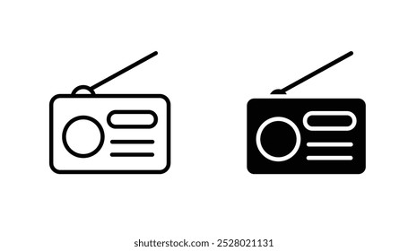 Radio vector icon set in black and white color.
