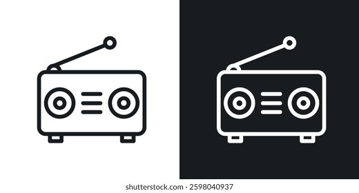 Radio vector icon set in black and white color.