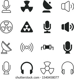 radio vector icon set such as: sputnik, wave, app, irradiation, tv, mobile, electricity, electric, desktop, space, resistance, studio microphone, network, component, engineering, public, threat, art