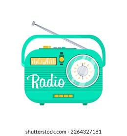 Radio. Imagen vectorial de una radio retro de color turquesa.