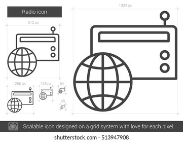 Radio vector line icon isolated on white background. Radio line icon for infographic, website or app. Scalable icon designed on a grid system.