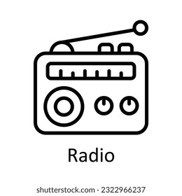 Radio-Vektorgrafik   Skizze Design Illustration. Multimedia-Symbol auf weißem Hintergrund - EPS10-Datei