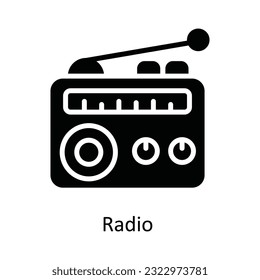 Radio-Vektorgrafik   solide Icon Design Illustration. Multimedia-Symbol auf weißem Hintergrund - EPS10-Datei