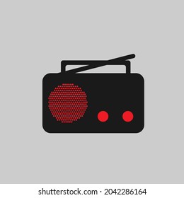Radio vintage black flat icon logo illustration