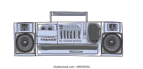 radio vintage cute vector  hand drawn art illustration