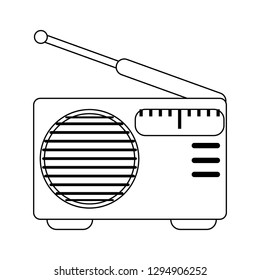 Radio vintage music device in black and white