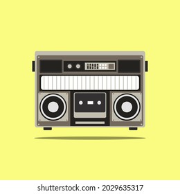 Radio, vintage radio on a yellow background