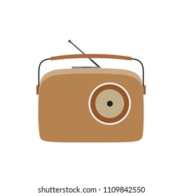 Radio vintage retro vector old illustration music speaker sound background design front view