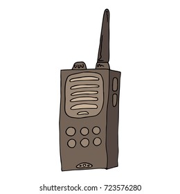 Radio walkie talkie icon. Vector illustration of a radio transmitter, walkie talkie. Hand drawn walkie talkie.