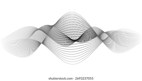 Radio Wave in Black Lines element frequency track equalizer on Blank background